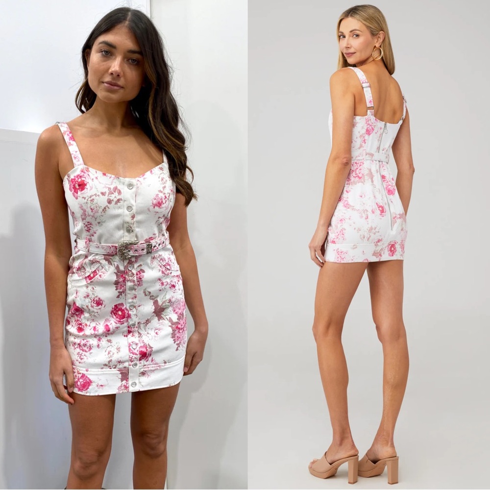 For Love & Lemons Weston Floral Mini Dress with Belt XL